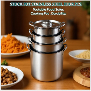 High-Grade 4pcs Stainless Steel Stackable Cooking Stock Pot with Handle 23cm, 25cm, 27cm, 29cm