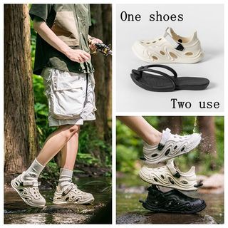 Unisex EVA material slippers/sandals, 2-in-1, quick-drying, beach shoes, lightweight and non-slip.