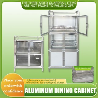 Dish-Aluminum dining cabinet organizer with Dish rack drain basket Dustproof Kitchen tableware