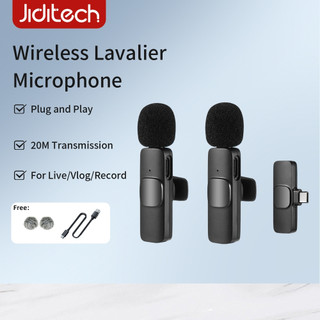 Jiditech Wireless Lavalier Microphone Noise Cancelling Lapel Mic use For Live Stream Video Recording