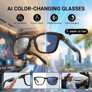 Smart Bluetooth Glasses AI Translation UV400 Anti-Radiation Touch Color Changing HD Call Music Eyewe