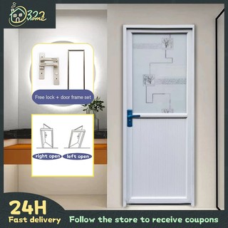 Aluminum bathroom door toilet door toilet kitchen tempered glass simple swing door