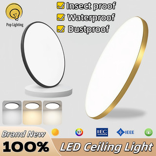 COD Tricolor LED Ceiling light Outdoor waterproofing Panel lights Slim balcony light ceiling lamp