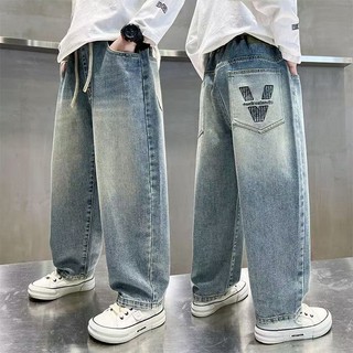 New Jeans for Kids Boys 7-16yrs Straight Cut Jeans Denim Jeans Wide Leg Trousers Baggy Pants Fashion