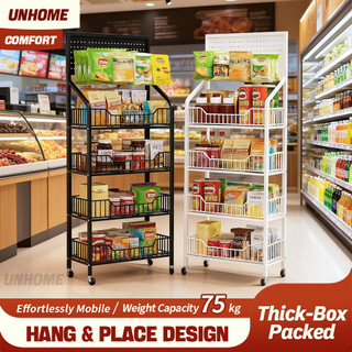Supermarket snack shelf multi-layered Grocery Rack Display With Wheels for Kitchen Organizer Storage