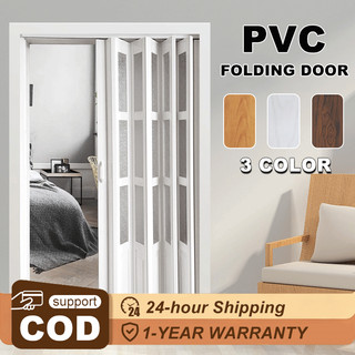 PVC Folding Door Accordion Sliding Door Indoor Household Partition Track Door Kitchen Bathroom