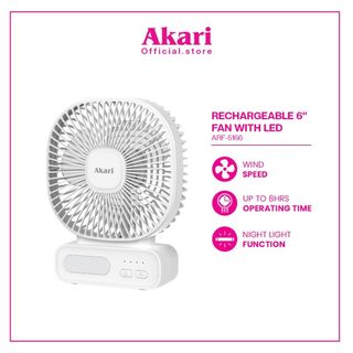 Akari 6" Rechargeable Tree Fan with Emergency LED light (ARF-5166)