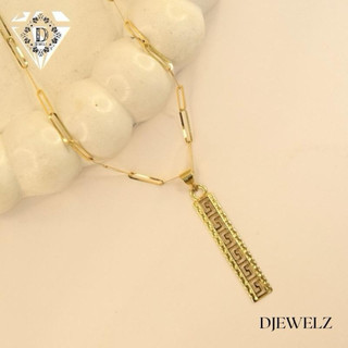 Pawnable 18K 2mm Paperclip Chain with Fen Bar Pendant (DJEWELZ)