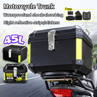 Universal Motorcycle Storage Box 40L Detachable Trunk Back Rest Bracket Givi-Type Helmet Compartment