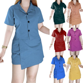 GC Small - Large Cotton Linen Terno Palda-Shorts | Collared Polo and Skort Coordinates Set for Women