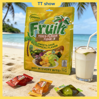 Yooyees Fruit Mixed Flavor Fudge Candy 400g | Sweet & Sour Tropical Chewy Candy Snack