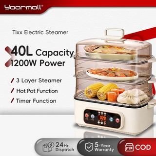 Tixx 40L Multifunctional Electric Steamer 4-Story Space With Timer With Hot Pot Function For Siomai
