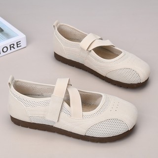 LYS New Summer Mesh Velcro Mary Jane Flats Women’s Comfortable Casual Shoes with box