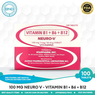 NEURO-V Vitamin B1+B6+B12 B-complex 100 Tablet FDA Approved BNDPHARMACORP