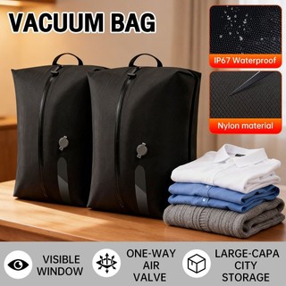 [Travel Bag]Waterproof Reusable Travel Vacuum Compression Bag With Pump Durable Home Dirt-Proof Bag
