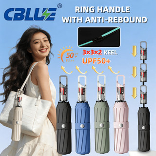 Cblue New Upgrade 80 Ribs Automatic Umbrella with Anti-rebound Design Hook type handle 2-in-1