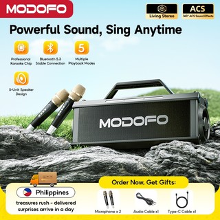 MODOFO Karaoke Set Portable A22 Wireless Bluetooth Speaker with Dual Microphone for Home/Outdoor