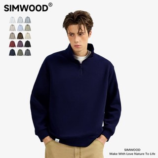 SIMWOOD Half-Zipper Sweatshirt Unisex Men and Women Plain Color A