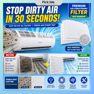 10Pcs Air Conditioning Filter Wind Outlet Cover Self-Adhesion Cuttable Aircond Purifying Cotton Net
