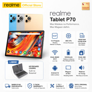 𝐑𝐞𝐚𝐥𝐦𝐞 Tablet P70 12 Inch 𝐀𝐧𝐝𝐫𝐨𝐢𝐝 𝟏𝟑.0 16GB RAM 512GB ROM Dual SIM 5G LTE WiFi 2.4/5G Android Tab
