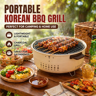 【COD】Portable Korean BBQ Grill Outdoor Charcoal Barbecue Stove Camping Household Stove Smoker Grill
