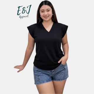 E&J Ava Women’s Soft Cotton Knit Top V-Neck Casual Blouse S-2XL