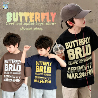 【Jeankids】Kids' Casual Letter PrintShort-SleeveT-Shirt Soft FabricAvailable in Blue Black and Coffee
