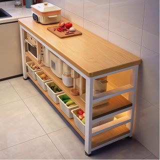 Floor Standing Multi Tier Kitchen Storage Rack Multifunctional Household Cabinet Shelf Divider