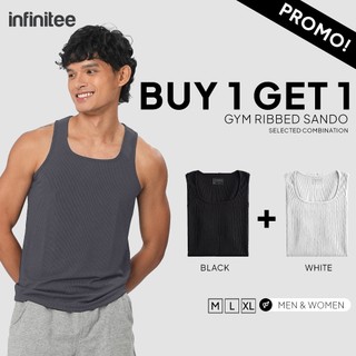 Infinitee Buy 1 Take 1 Gym Ribbed Sando For Men Women Sleeveless Activewear Plain Tank Top Tops