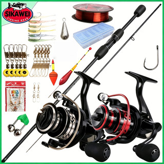 Fishing Complete Set Durable 2 Sections 1.8m Carbon Fiber Spinning Fishing Rod and 5.2:1 Gear Ratio