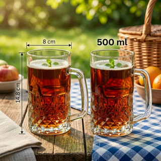 [2PCS] 500ML High Quality Big Beer Mug/Cystal Clear Beer Mug/Drinkware