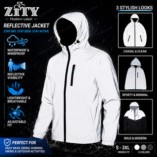 ZITY LatestSaferiding night reflective coat waterproof windproof coat hip -hop hooded jacket