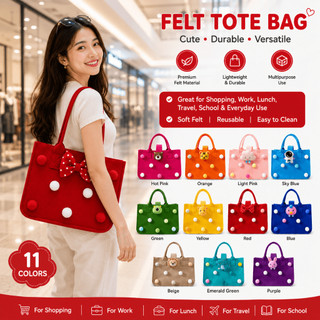 Cartoon Felt Handbag Reusable Tote Bag  Daily Shopping School Books Lunch Box Travel Cute Gift Bag