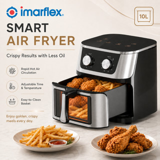 IMARFLEX 10L Capacity Air Fryer oven inverter Oil-Free Cooking Healthy food Less Oil Fume Air Fryer