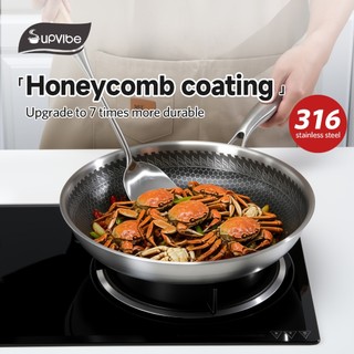 SUPVIBE 316 Stainless Steel Frying Pan Honeycomb Coating Upgraded version Non Stick Pan 26/30/32cm