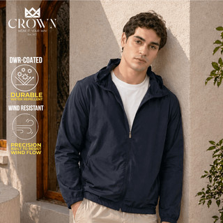 Crown Windbreaker Bomber Jacket for Men Women with Zipper and Pockets Quick Dry Hoodie Collection