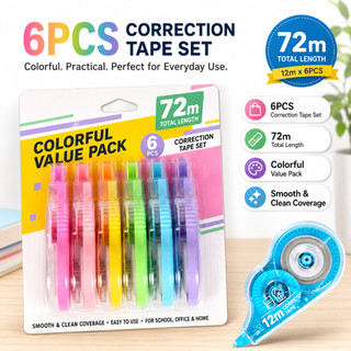 GOODAY Correction Tape 6pcs 72M Total Value Pack Smooth No Smudge School Supplies Students