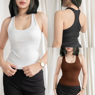Buy 1 Take 1 MYMP Basic Scoop Neck Plain TopsRacerback Double Lining Farbic Cotton Tops XL