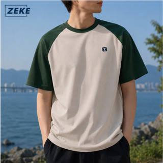 ZEKE A0038 Men's T-shirt Short Sleeve Crewneck T-shirt Embroidered Logo Shirt