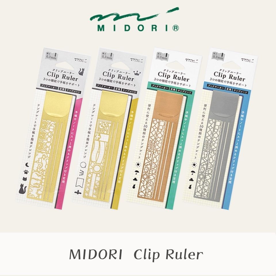 MIDORI Clip Ruler Clip-on Ruler 30cm Compact Measuring Tool Bookmark Style Ruler Portable Metal Scho