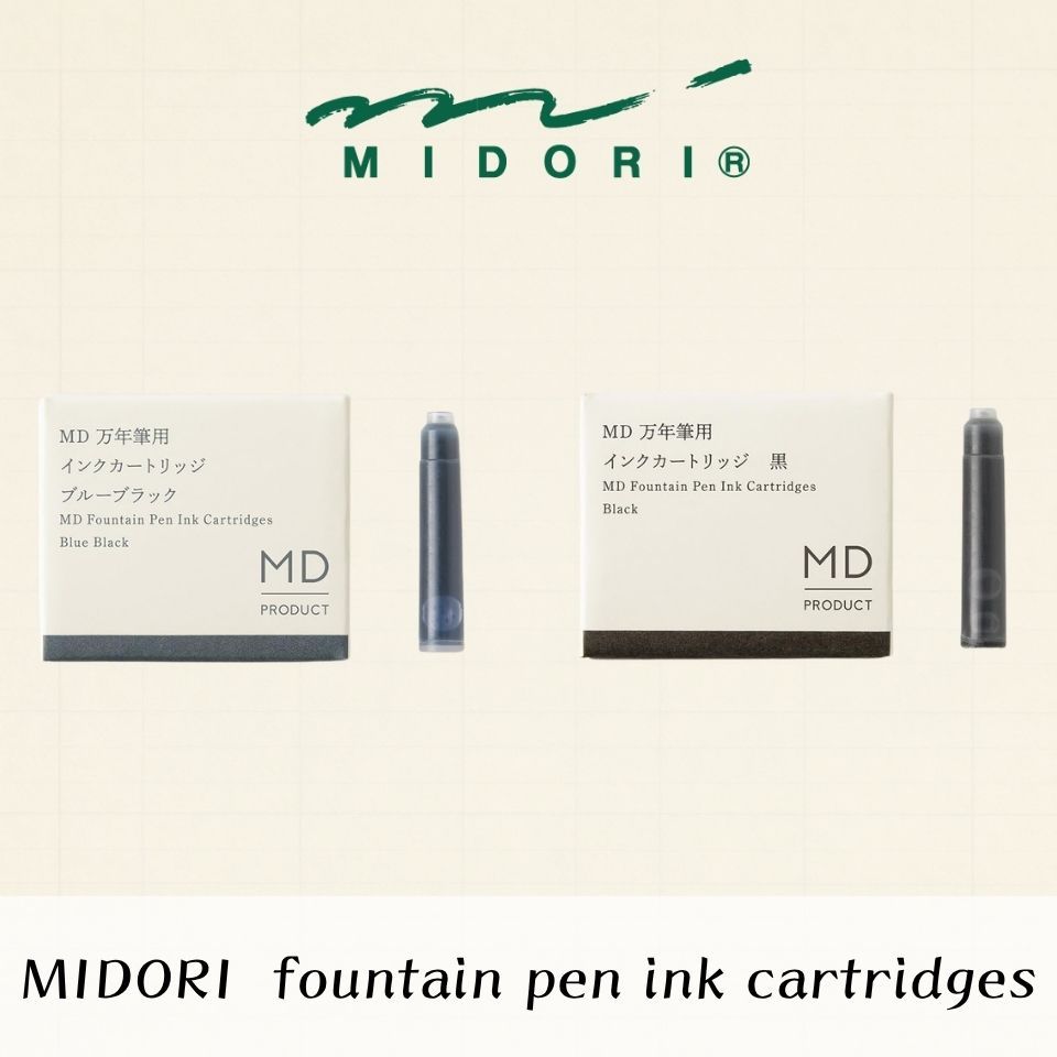 Midori MD Fountain Pen Ink Cartridges for MD Fountain Pen Replacement Ink