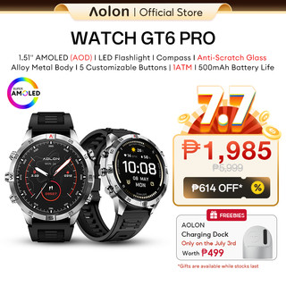 Aolon GT6 PRO Smart Watch Compass Flashlight AOD Bluetooth Call Smartwatch Waterproof Double Strap
