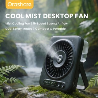 Orashare DFM02 Desk Fan Mist Cooling 4000mAh Rechargeable 5 Speed Strong Wind Portable Desktop Fan
