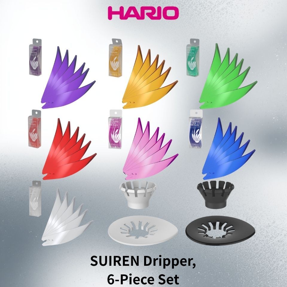 HARIO SUIREN Coffee Dripper Rib Set 6pcs Spiral Rib Pour Over 1-4 Cups RIB-6-TG