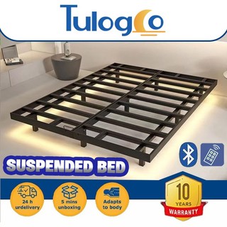 【Tulogco】 Suspended Bed With Smart LED Light Metal Bed Frame Iron Bed Floating Bed Frame