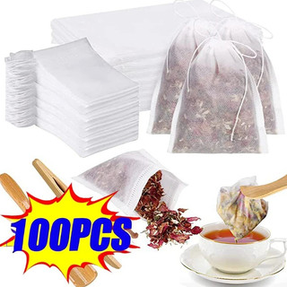100pcs Tea Bags Empty Filter  For Tea Coffee Disposable Nonwoven Teabag for SpiceTea with Drawstring