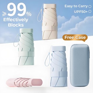 Portable Capsule Umbrella Ultra Light/Flat Head Mini Five-Folds Umbrella UPF50+UV/Rain Umbrella