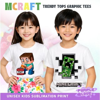 Online Games (MCRAFT) Kids Tshirt/ Boy & Girl Graphic Tees/ Trendy Tops/ Sublimation Print