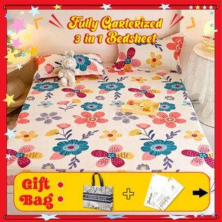 Home Bless Printed Series 3N1 BedSheet - Fully Garterized - Fitted sheet & 2 pillowcases.