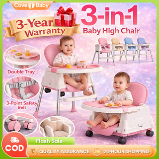 Foldable High Chair for Baby 3 in 1 Dining Chair Safety Belt Adjustable Feeding Chair 0-1 years